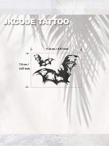 JKCODE TATTOO 2 Pcs Realistic Halloween 3D Bat Temporary Tattoos, Stylish Shoulder Tattoo Stickers, Dark Gothic Tattoo, Waterproof Tattoo For Men And Women, Simple, Colored Print Tattoo Sticker, Washable Stickers For Party Tattoo Sticker, Last 3-5 Days - Black - View 4