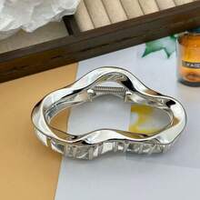 1pc Hollow Alloy Large Hair Claw (Slight Scratches Are Normal, Internal Texture Is Random) - Silver - View 5
