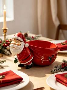 1pc Santa Claus Storage Bowl, Christmas Decoration Ornament, Decorative Ornament, Entryway Key Jewelry Storage Box, Living Room Coffee Table Candy Snack Storage Tray, Holiday Decoration, Winter Decoration, Christmas Gift, New Year Gift, Perfect Gift Choice, Essential Gift, Christmas Essential. (Not For Direct Food Contact, Please Check Size Before Ordering) - Multiple Styles - View 3