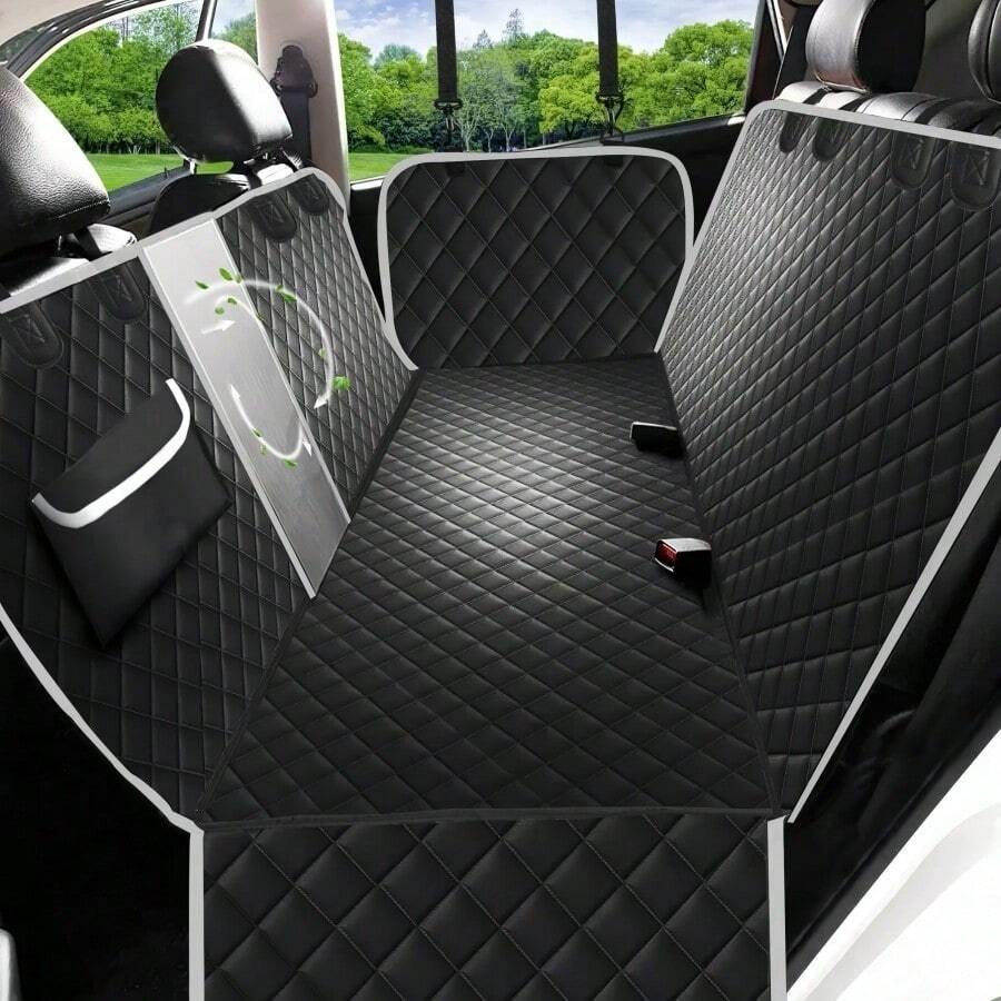 Cubierta de asiento de coche para perros con ventana de malla y bolsillos de almacenamiento, hamaca de coche para perros antiarañazos y antideslizante, ajuste universal para coches/camiones/SUV KJHH - Multicolor - Ver 1