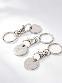 3pcs Supermarket Shopping Cart Token Set, Anti-Loss Token Keychain Pendant, Keyring Design,Bag Accessories, Keychain Accessories. - A - View 10