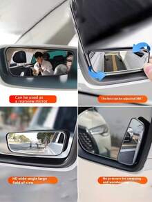 4/2pcs Car Blind Spot Mirror, Rear View Mirror, Parking Mirror, Easy To Install, Expand Field Of View, Improve Lane Change Safety, Suitable For Car Accessories, Car Rear View Mirror, Rear View Mirror Accessories, Car Decoration And Car Supplies, Holiday Gift, Suitable For Multiple Vehicles - Multiple Styles - View 5