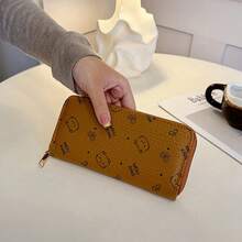 Sweet Girl Style Bow & Bear Print Long Wallet, Practical Multi-Function Zipper Clutch, Large Capacity Card Holder, Pink, Beige, Black, Brown, Gift For Women - Multicolor - View 14