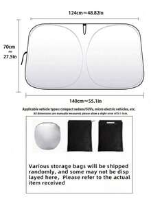 1pc Portable Universal Car Front Windshield Sun Shade, Car Interior Heat Insulation Front Windshield Cover, Summer Car Front Windshield Sun Shade, UV Protection Heat Insulation Sun Shade, RV Essential, Car Cover, Car Accessories, Camping - A - View 10