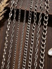 1m Stainless Steel Fashionable, Minimalist Geometric Ripple Chain-Necklace, Bracelet, And DIY Jewelry-Making Supplies - Chain - View 5
