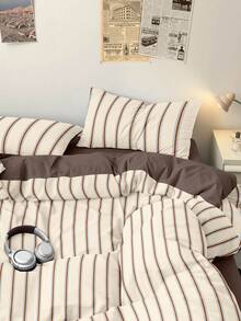 2/3 Piece Duvet Cover Set, Home Textiles, Minimalist Style, Brown And Blue Stripes, Comfortable And Breathable Bedding Set, Soft And Anti-Pilling, No Duvet Insert Included, Suitable For All Sizes Of Large And Small Beds, All Season, Indoor Decor - Multicolor - View 6