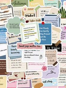 50PCS,Encouraging Comments Mobile Phone Stickers,PVC Material,Scrapbook Supplies,Creative And Aesthetic Design Sticker,Suitable For Mobile Phone Cases,Tablets,Laptops,Suitcases,Cars,Notebooks,Helmet,Guitar,Skateboard,Storage Box,Computer, - Multicolor - View 8