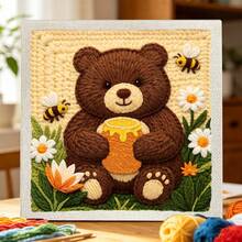 DIY Punch Needle Kit For Beginners – Includes Punch Needle, Yarn, Instructions, Square Hoop & Pre-Printed Fabric (Lively Animals). Creative Craft For Wall Decor Or Gifting. 2D Printed Punch Needle Starter Kit. 24x24cm (9.44x9.44in). - 24x24cm/9.44x9.44in - View 4