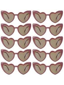 10 Pairs Bean Red Heart Frame Decorative Glasses Plastic Frame Light ...