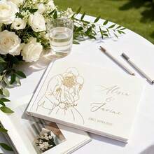 1pc Personalized White Horizontal Guest Book, Customized Wedding Party Photo Album Scrapbook, Bridal Shower Keepsake, Suitable For Weddings, Engagements, Anniversaries And Celebrations - White 3 - View 3