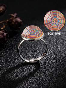 YUJUGLOW 1PC Adjustable Rainbow Gradient Spiral Pattern With 316 Stainless Steel Round Open Ring, Suitable For Women's Daily Wear - Multicolor - View 1