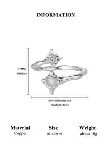 Elegant White Zirconia & Colorful Stone Asymmetrical Sun-Shaped Women's Ring, Gold Wedding & Holiday Jewelry Accessory, Gift For Mom, Best Friend - Multicolor - View 10