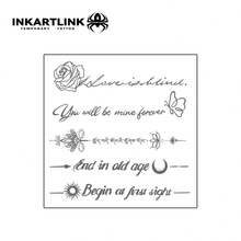 INKARTLINK 1PC Romantic Vow Graphic & Text Combination Temporary Tattoo Sticker, Waterproof Body Art Tattoo Sticker, Lasts 2-5 Days, Water Transfer Color Tattoo Sticker, Suitable For Men And Women, Essential For People, Party Decoration, Holiday Celebration Body Decoration - Black - View 4