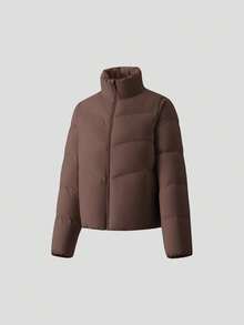 Beneunder Women's Fluffy White Down Coat (Stand Collar, High Warmth) PF004 - Autumn Rock Brown - View 12