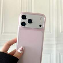 1pc Minimalist Matte Semi-Transparent Pink Phone Case Compatible With Apple 18 Pro Max 17 Pro Max 16 15 14 13 Pro Max/Pro Anti-Drop Shockproof Soft Shell Protective Cover - Pink - View 3