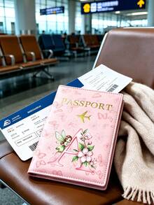 Pink Passport Cover With Letter And Butterfly Design–Portable Multifunctional Travel Organizer, Wallet,And Passport Holder – Birthday Or Holiday Gift - Multicolor - View 3