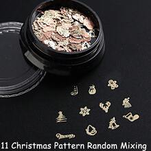 1Box 3D Metal Christmas Nail Art Charms – A Random Assortment Of Cute Designs Including Gold Snowflakes, Gingerbread Men, Christmas Trees, Stockings,Perfect For DIY Nail Decoration And Nail Salon Use. - Gold - View 10