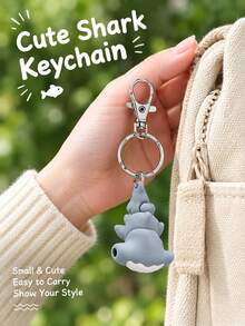 Cute Shark Keychain Bag Charm, 3D Shark Shaped Pendant, Creative Personalized Key Chain, Suitable For Women's Bags, Backpacks, Keys, Multiple Colors Available - Multicolor - View 2
