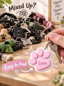 1pc Personalized 3D Printed Keychain, Customizable Name & Pet Paw Charm, Portable Bag & Key Accessory, Cute Cat & Dog Paw Design Home Decor, Interactive Press Design, Durable Daily Carry Ornament, Pet Lover Commemorative Trinket, Backpack, Purse, Home Storage Practical Pendant - Multicolor - View 2