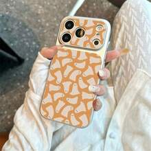 1 buah Casing Ponsel Bahan TPU Warna Oranye Hangat dengan Motif Hantu Kecil yang Lucu, Kompatibel dengan iPhone 17 Pro Max/17/16 Pro Max/15/14/13/12/11, Perlindungan Penuh Anti Jatuh, Casing Lembut - Perak - View 3