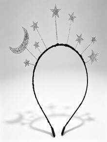 1PC Women's Silver Star And Moon Pattern Headband - Exquisite And Stylish Design, Suitable For Everyday Wear, Parties, And Holidays - Multicolor - View 2