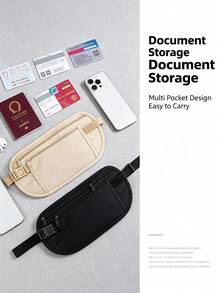 Anti-Theft Slim Waist Bag Invisible Passport Holder, Multi-Function Travel Organizer Bag, Suitable For Storing Cards, Cash And Documents, Convenient And Portable Daily Commute And Travel Item Storage Bag - Multicolor - View 2
