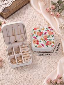 Women'S Jewelry Box With Butterfly Print-Portable Travel Jewelry Storage Case For Women Ring Earring Necklaces-Top Choice For Holiday Gift - Butterfly Design - View 16