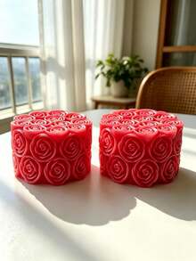 Small Rose Pillar Candle Silicone Mold Home Decor/Gift Ornament Plaster Mold, Handmade Epoxy Resin Casting Mold, Art Decorative Clay Plaster Mold/Non-Stick Easy Demolding/Heat Resistant - A-White - View 1