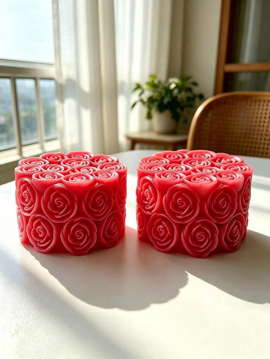 Small Rose Pillar Candle Silicone Mold Home Decor/Gift Ornament Plaster Mold, Handmade Epoxy Resin Casting Mold, Art Decorative Clay Plaster Mold/Non-Stick Easy Demolding/Heat Resistant - A-White - View 1