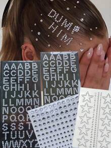 1pc/3pcs DIY Letter Rhinestone Stickers | English Letter Rhinestone Decals, Self-Adhesive Glitter Design, Customizable To Create Personalized Words & Makeup Looks! Suitable For Music Festivals, Parties & Hot Girl Style. Easy Application, Y2K New Letter Options Available - Multicolor - View 2