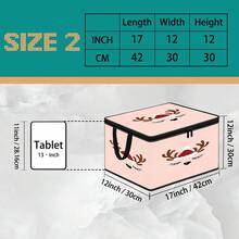 1PC Foldable Christmas Storage Box, Light Pink Background With Cute Reindeer Antlers And Red Christmas Hat Print, Zipper Handle Fabric Storage Bin, Soft Holiday Decor Organizer, Suitable For Home Closet And Bedroom - Multi-color - View 11