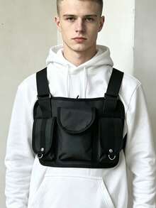 Functional Tactics Chest Bag For Man Fashion Bullet Hip Hop Vest Streetwear Bags Waist Pack Unisex Black Chest Rig Bag - Black - View 1