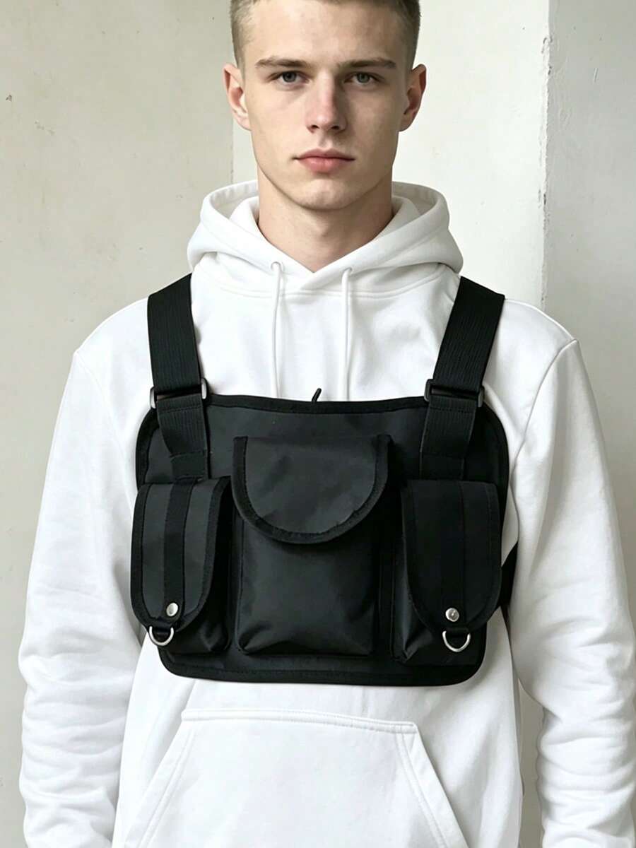 Functional Tactics Chest Bag For Man Fashion Bullet Hip Hop Vest Streetwear Bags Waist Pack Unisex Black Chest Rig Bag - Black - View 1