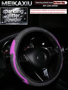 MEIKAXIU Fabric Metallic Pink Glitter Bling Starry Sky Dynamic 3D New Car Steering Wheel Cover Without Inner Ring Fits 38cm Steering Wheel Car Decoration Accessory For Women - Sparkling Starry Sky Dynamic Style - View 8