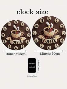1pc 2D Coffee Cup Design Silent Wall Clock, Wooden Round Eternal Wood Plate, Fashion Kitchen Decor, Suitable For Coffee Lovers, Create Cozy Morning Atmosphere, AA Battery Powered (Battery Not Included) - Multicolor - View 10