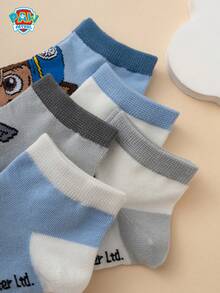 5 Pairs Paw Patrol Series Authentic Archie, Rubble Cartoon Children's Short Socks - Multicolor - View 3