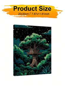 DIY 星空樹屋數字油畫套裝（無框或有框 8x12 / 16x20 英吋）丙烯顏料，適合成人初學者的藝術手工，居家牆面裝飾，送給自然藝術愛好者的獨特節日禮物 - 套裝 - 查看 10