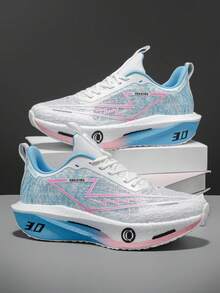 All-Season Women's Running Shoes, Built-In Carbon Plate Propulsion System, Easy Switch From Road Racing To Mountain Trail, Top Choice For Marathon Training & Trail Hiking - Blue and White - View 2