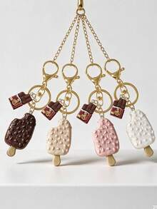 Chocolate Crispy Ice Cream Keychain,Realistic Food Design,Multiple Colors Available,Portable And Versatile,Can Be Hung On Bags/Keys, Dessert Keychain - Multicolor - View 5
