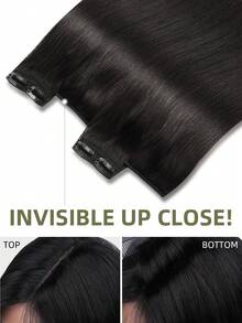 DNE HAIR 4Pcs Straight Clip In Human Hair Extensions 8 Clips Double Weft Invisible Design NC# Natural Black Real Human Hair 12-18 Inch Long Lasting & Anti-Shedding,Soft Thick Texture, Suitable For Full Head Wear, Daily Wear, Holiday Cosplay&Seasonal Matching - Natural Black - View 4