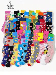 1/3/5/10/15 Pairs Random Unisex Fruit Pattern Street Style Comfortable Breathable Mid-Calf Socks - Multicolor - View 31