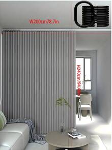 Folding Door Curtain - Made Of Ribbed Polyester Fabric, Comes With Free Installation Hooks, Suitable For Living Room, Bedroom Or Kitchen As Privacy Decor Or Room Decoration Curtain. Modern Curtain | Polyester Fabric Curtain | Living Room Curtain - A - View 10