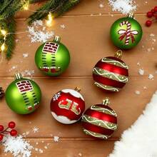 Hasbro Set Ornamen Bola Natal 16 Buah Ukuran 2,4 Inci, Skema Warna Merah Hijau Putih, Dekorasi Gantung Pohon Natal Anti Pecah - Beraneka warna - View 4