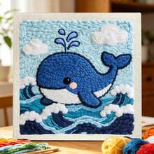 DIY Punch Needle Kit For Beginners – Includes Punch Needle, Yarn, Instructions, Square Hoop & Pre-Printed Fabric (Sea Creatures). Creative Craft For Wall Decor Or Gifting. 2D Printed Punch Needle Starter Kit. 24x24cm (9.44x9.44in). - 24x24cm/9.44x9.44in - View 13