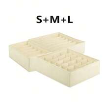 1/3pcs Drawer Divider Organizers, Foldable Wardrobe Storage Baskets And Fabric Storage Boxes, For Storing Clothes, Underwear, Bras, Ties, Accessories, Socks - Beige - View 10
