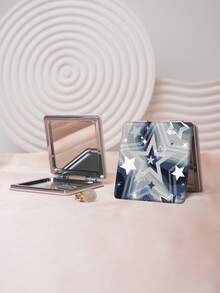 1PC Millennium Y2K Series Portable Folding Makeup Mirror, Lightweight Ultra-Thin Convenient Durable PU Leather, Suitable For Various Occasions Travel Party Work School, Suitable For All Ages - Multicolor - View 2