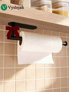 Vyslejah Pink Bow Tissue Holder, Self-Adhesive Tissue Roll Holder Under The Cabinet, Stainless Steel Wall Mounted Tissue Holder In The Kitchen And Bathroom - Multi-color - View 8