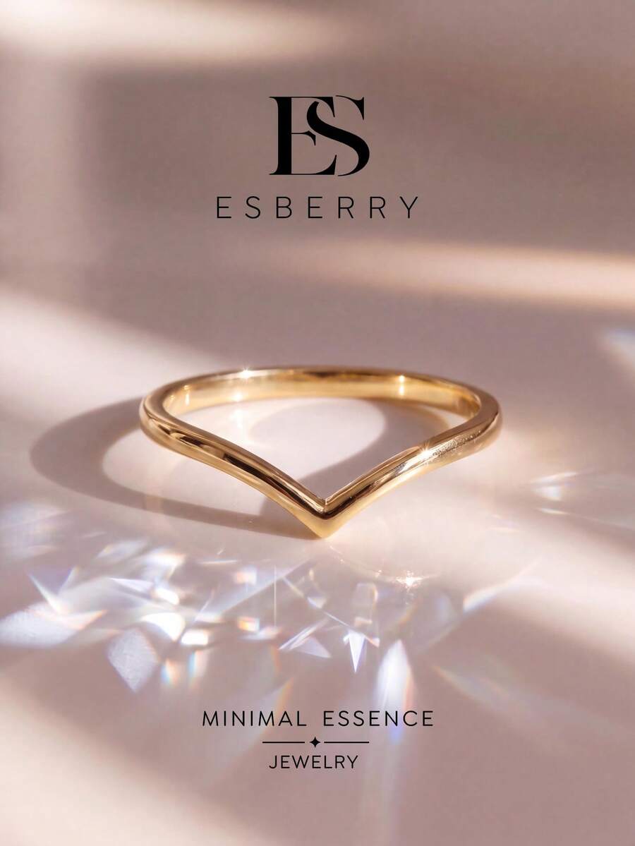 ESBERRY 1pc V-Shaped Engagement/Wedding Ring, Women's Promise/Eternity Ring, Exquisite Jewelry Gift