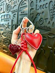 Yogodlns Multi-Color PU Leather Heart Keychain Car Key Ring Cartoon PU Leather Pendant Fashion Bag Charm Car Accessory - Multicolor - View 12