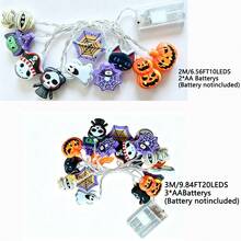 Halloween String Lights, Spider, Ghost, Clown And Other Elements Combination, Rich Content, Atmospheric, Suitable For Holiday Gatherings, Party Venues, Home Decor, Battery Box Powered (Batteries Not Included) - Combo Set - View 3